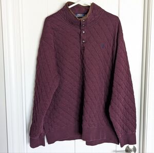 Polo Ralph Lauren Quilted 1/4 Snap Pullover - Maroon sz XXL